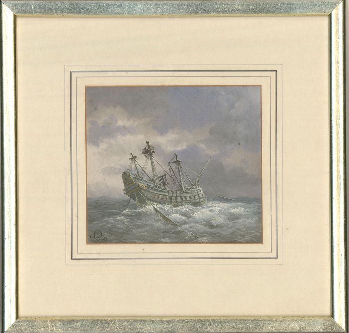 1980 Oil - Galleon in a Storm