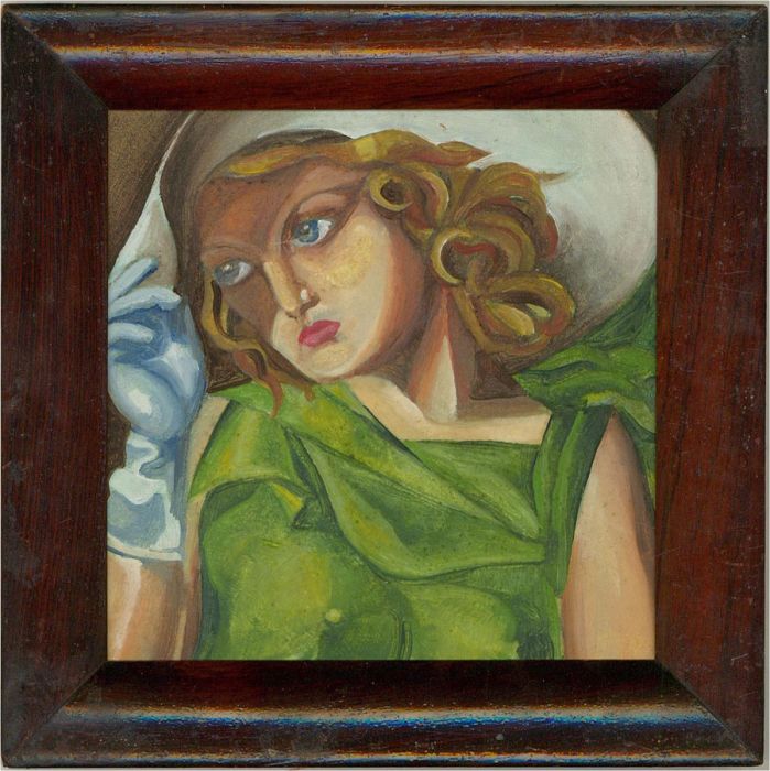 After Tamara Łempicka - 2003 Oil, Young Lady With Gloves