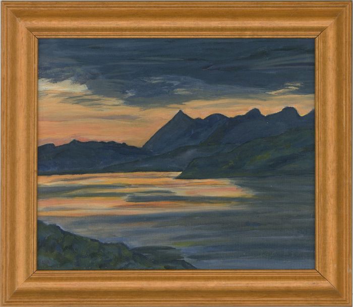 Elaine Adams - Contemporary Acrylic, Sunset On The Lake