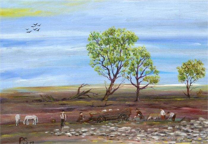 P. Seymour - 2019 Acrylic, Moorland Stone Gathering