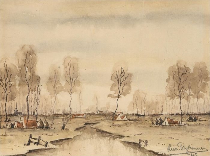 Sue Wybrowne - 1945 Watercolour, Anglo-Saxon Village