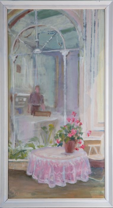 Enid Williams  - Mid 20th Century Oil, Lace Tablecloth