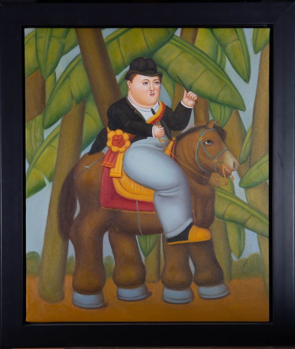 After Fernando Botero (b. 1932) - Contemporary Oil, The President