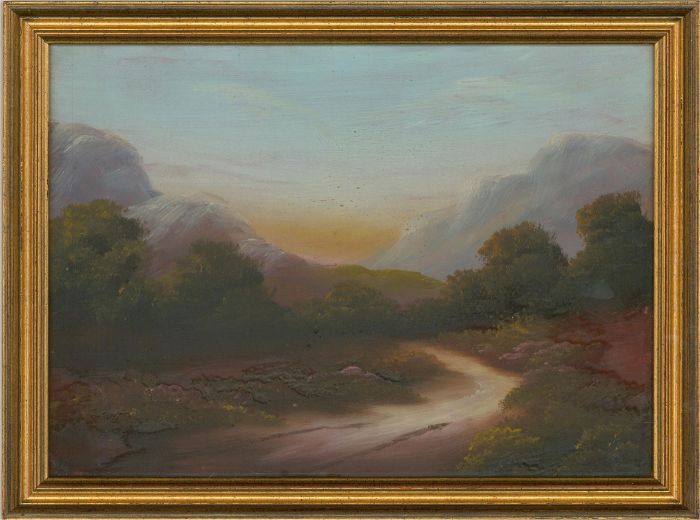 Early 20th Century Oil - Sunset Over The Highlands