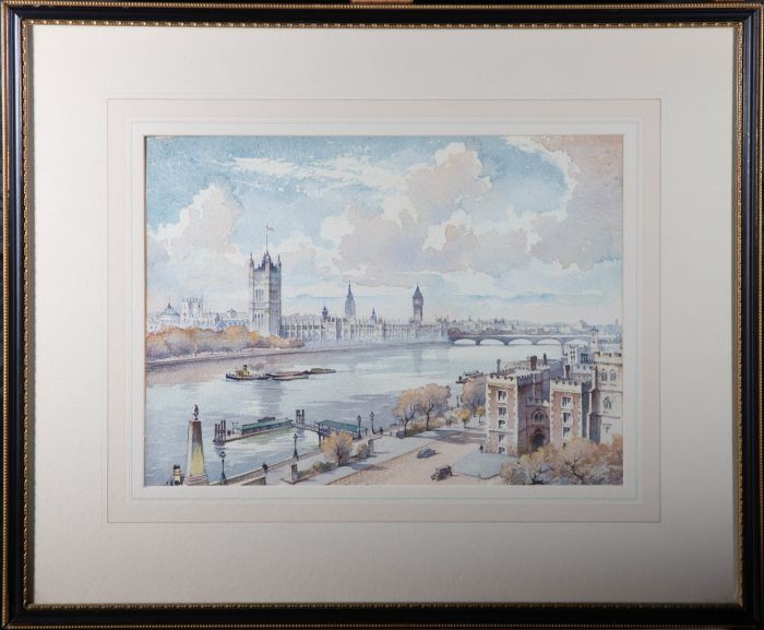Emerson Harold Groom A.R.E. - Mid 20th Century Watercolour, Houses Of Parliament