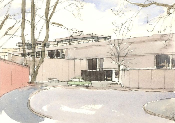Gavin Pomeroy (b.1929) - 1979 Watercolour, Wolfson College, Oxford