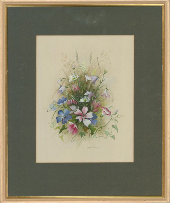 Mary Brown - 20th Century Gouache, Summer Meadow Flowers