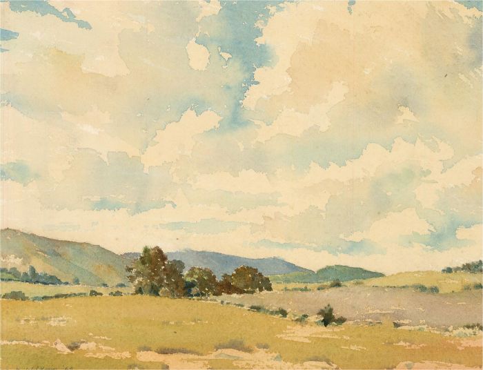Frank Wilding - 1969 Watercolour, English Fields