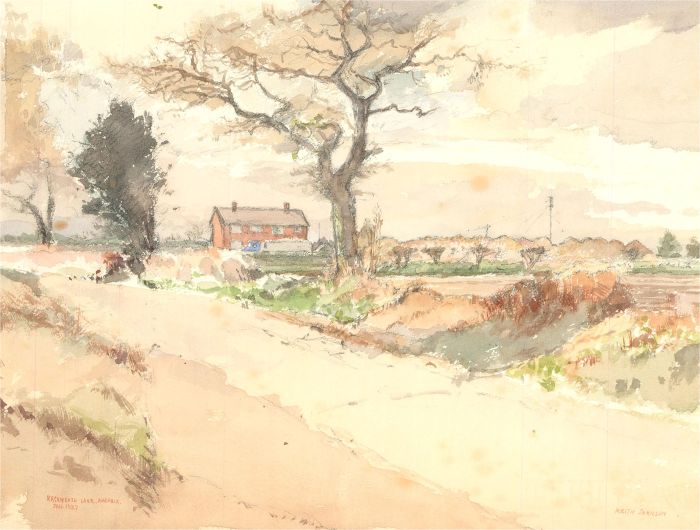 Keith Johnson (1931-2018) - 1987 Watercolour, Rackheath Lane, Norfolk