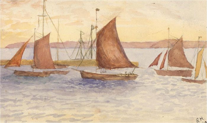 R.M. - 1913 Watercolour, Sailing Boats