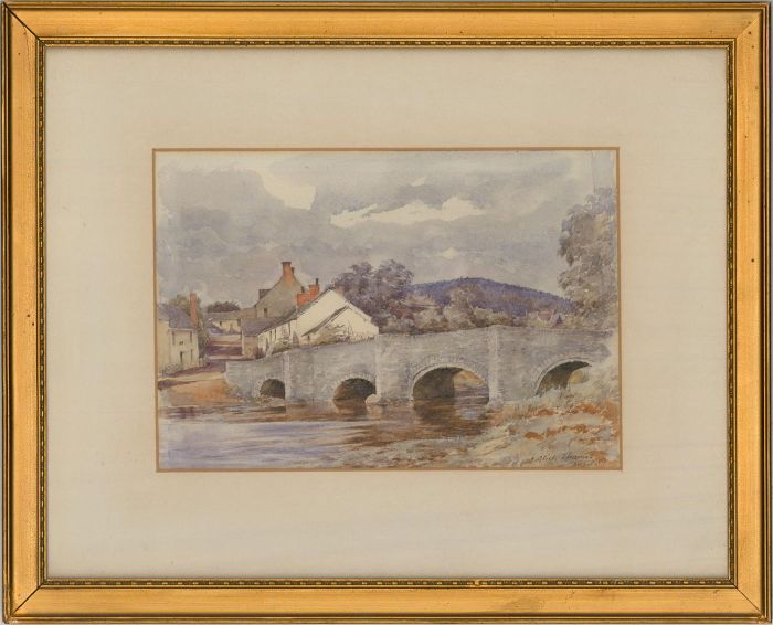 J. Alick Thomas - 1909 Watercolour, Village Bridge