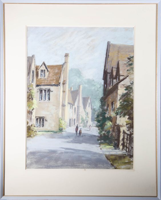 Aubrey R. Phillips RWA (1920-2005) - 1977 Pastel, Village Street