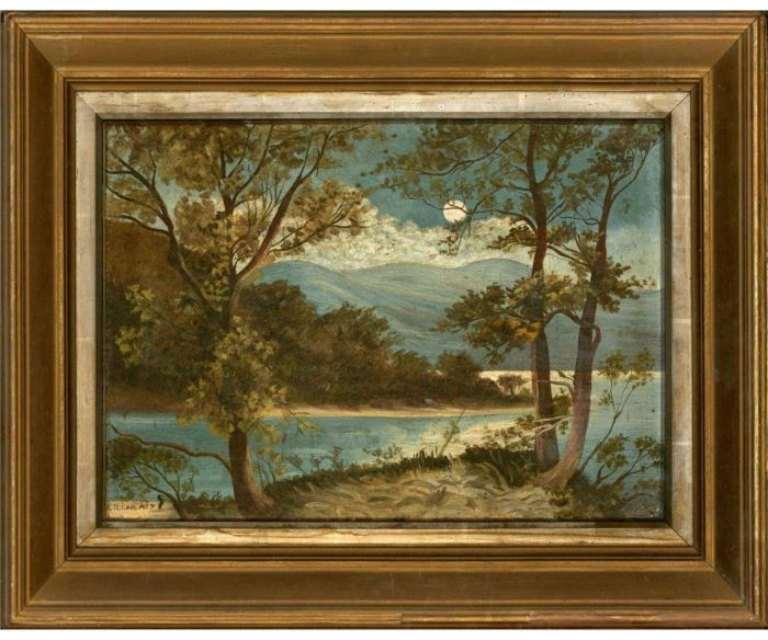 Framed c.1900 Oil - Moonlight Glow
