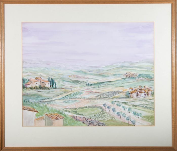 Jack Gatehouse - 1969 Watercolour, Farms & Farmland, Provence