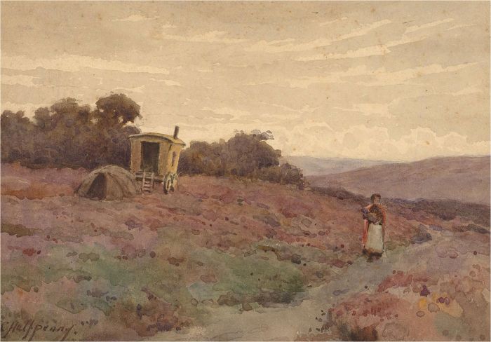 John C. Halfpenny (1853-1933) - Watercolour, Figure in Rural Landscape