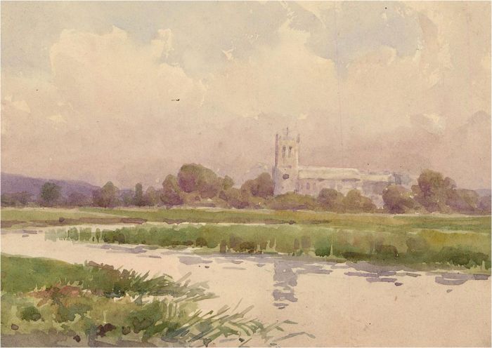 John C. Halfpenny (1853-1933) - Watercolour, Serene River View