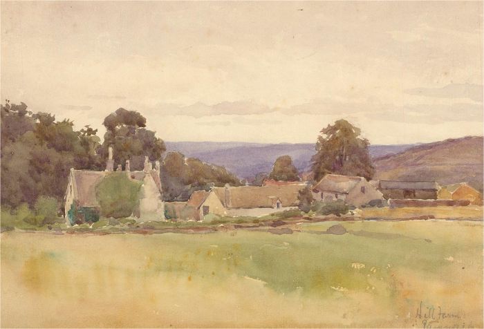 John C. Halfpenny (1853-1933) - Watercolour, Hill Farm Painswick