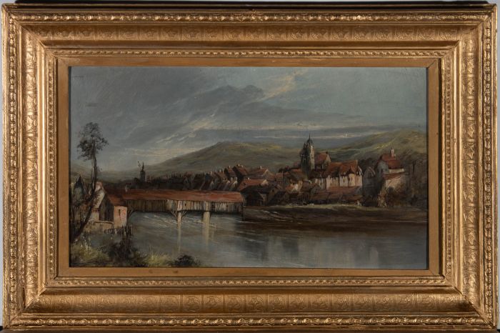 19th Century Oil - Rheinfelden on the Rhine