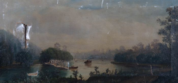 For Restoration - B. Scott - Late 19th Century Oil, Boating on the Lake