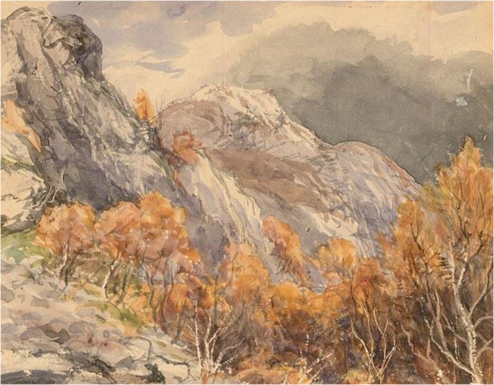 Set of Two Late 19th Century Watercolour - Mountain Landscapes