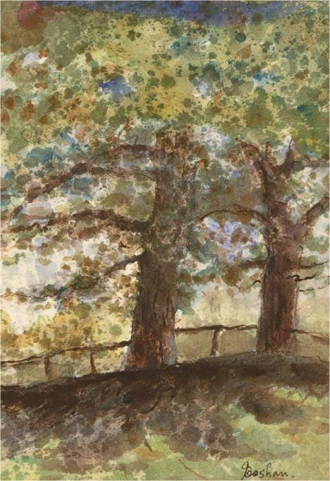 Mid 20th Century Watercolour - Two Trees