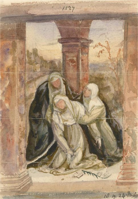 After Sodoma (1477-1549) - Early 20C Watercolour, Ecstasy of Saint Catherine