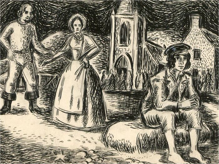 Frederick P. Cooke (1896-1978) - Pen and Ink Drawing, Outside the Church