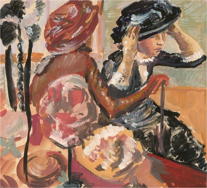 Frederick P. Cooke (1896-1978) - Mid 20th Century Gouache, At the Hat Shop