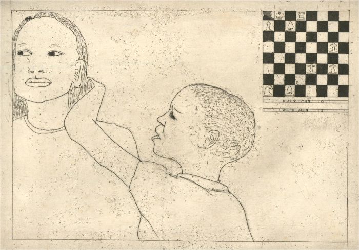 L.C. Blair - 1972 Etching, Mother and Son