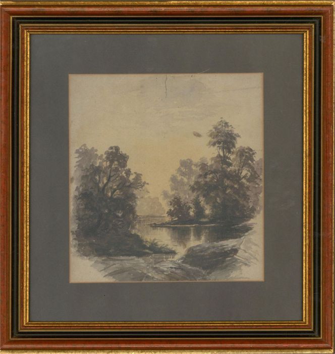 Early 20th Century Watercolour - River and Surrounding Trees