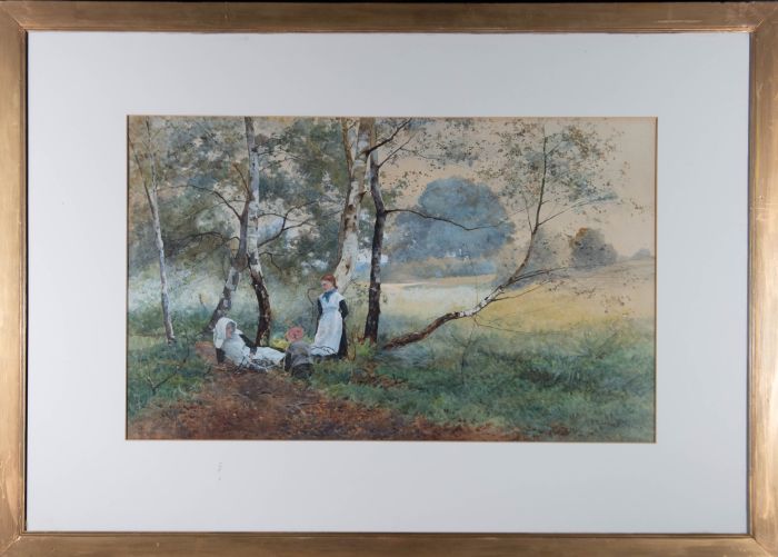 Benjamin D. Sigmund (1857-1947) - 1891 Watercolour, Playing in the Woodland