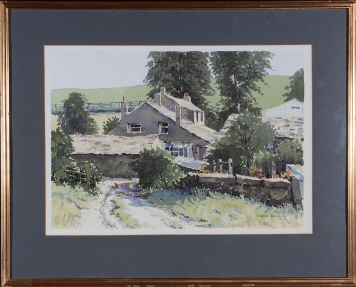 John Rickard - 1973 Watercolour, Rural Scene with Figure