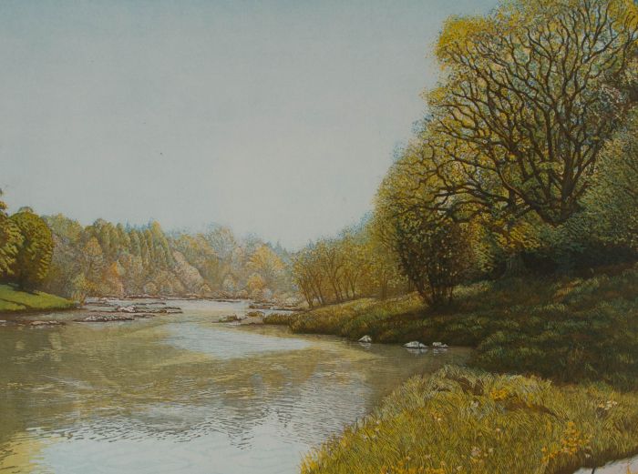 Frances St Clair Miller - Contemporary Aquatint, Spring On The River Wye II