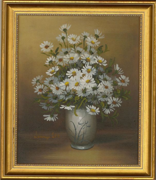 Nancy Lee - Contemporary Oil, Vase of Oxeye Daisies