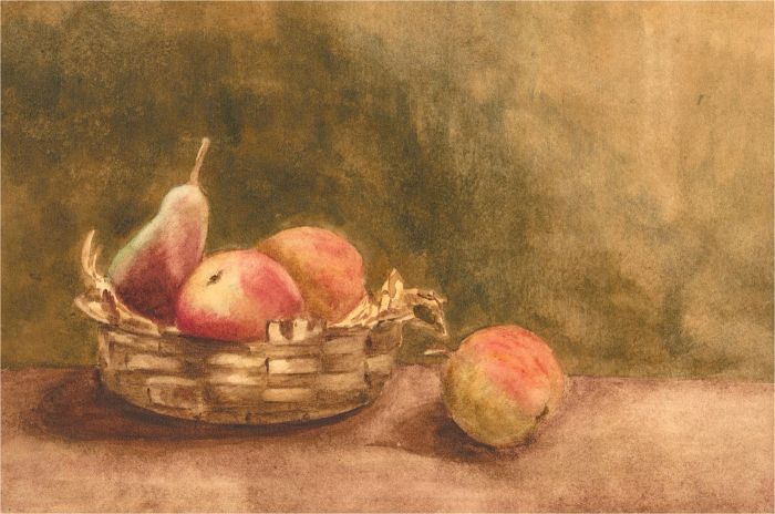 R. Macfarlan - 1892 Watercolour, Basket and Fruit