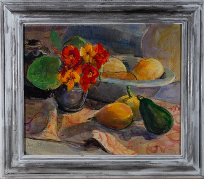 Sue Wales - Contemporary Acrylic, Nasturtiums And Gourds