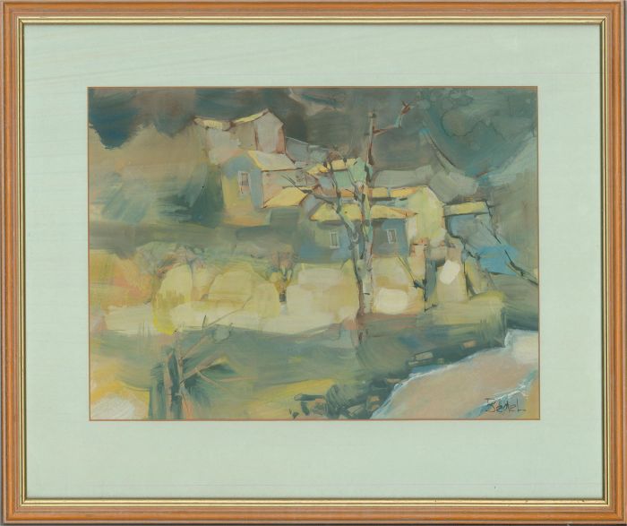 Bedel - Contemporary Gouache, Yellow Town