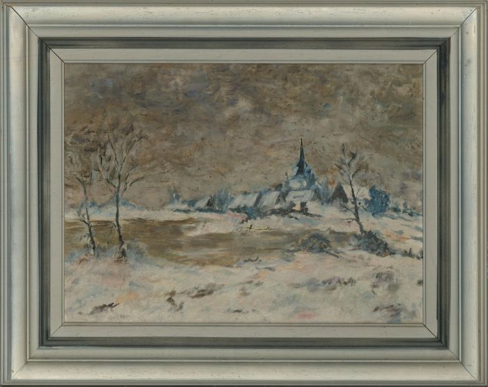 Bonnet - Contemporary Oil, A Wintry Landscape