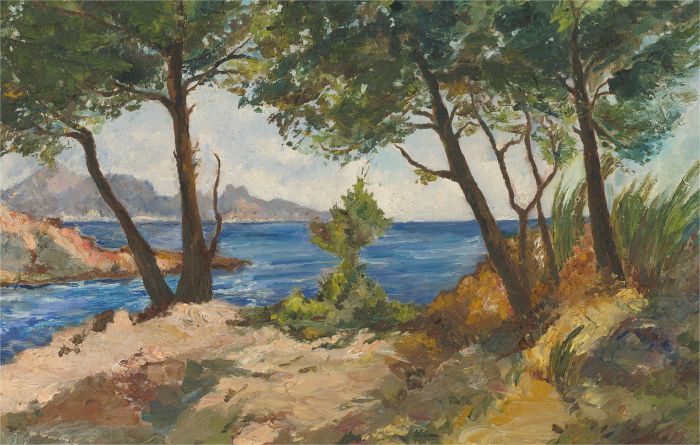 20th Century Oil - Ocean View from the Trees