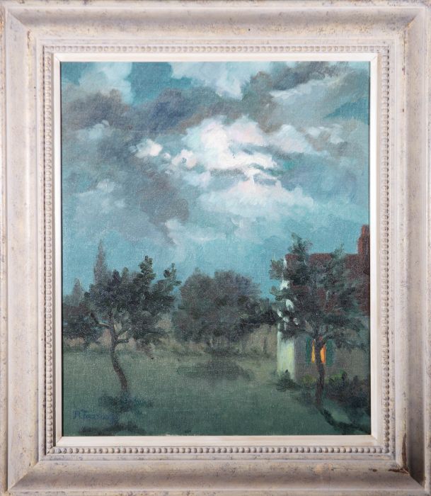 Raymond Tassoul (b.1887) - Belgian Early 20th Century Oil, Moonlit Cottage