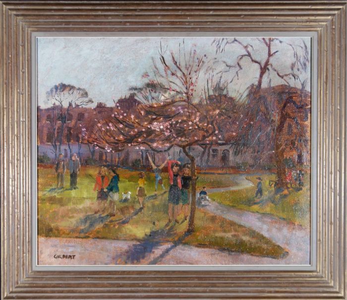 Attrib. Dennis Gilbert NEAC (b.1922) - Mid 20th Century Oil, A Town Park