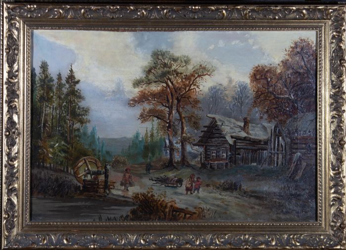 Early 20th Century Oil - Preparing For Winter