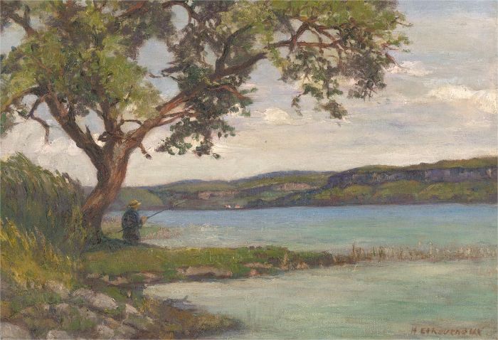H. Ethevenoux - Mid 20th Century Oil, River Fishing