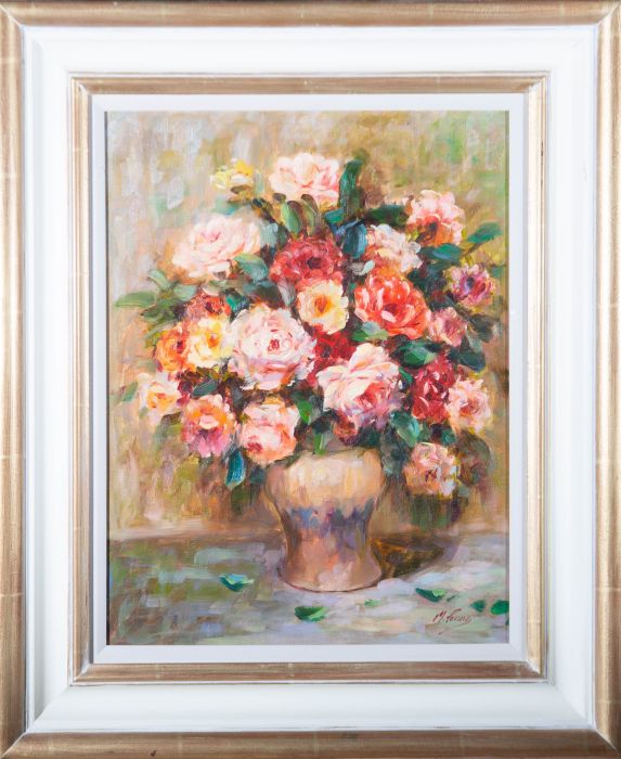 M. Penns - Contemporary Oil, Still Life of Roses