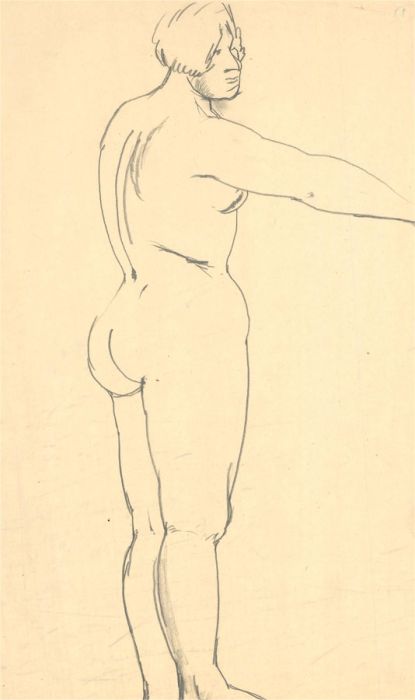 Dorothy Hepworth (1894-1978) - Graphite Drawing, Study of a Nude Figure