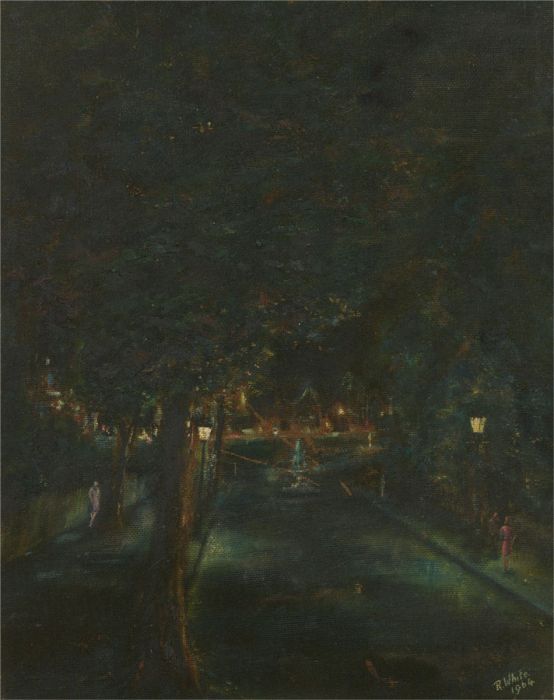 R. White - 1964 Oil, Streets At Night