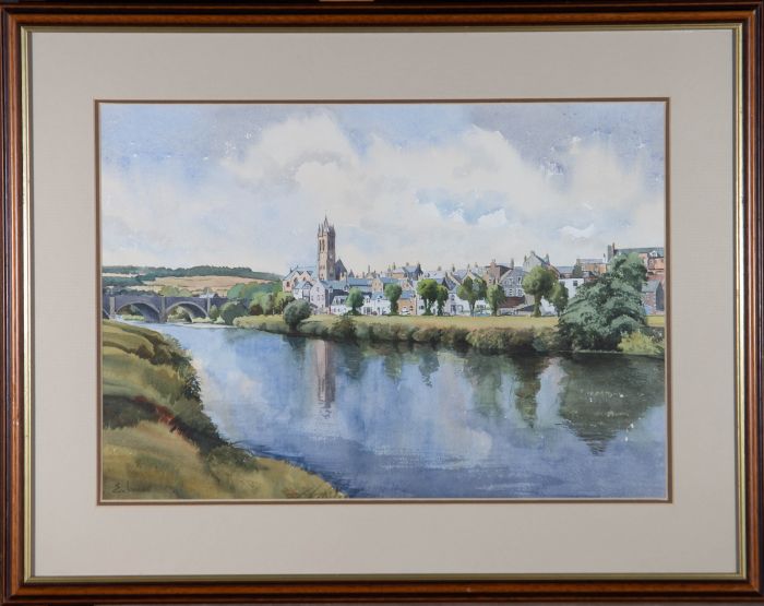 Eric Johnstone - Contemporary Watercolour, Riverside Town