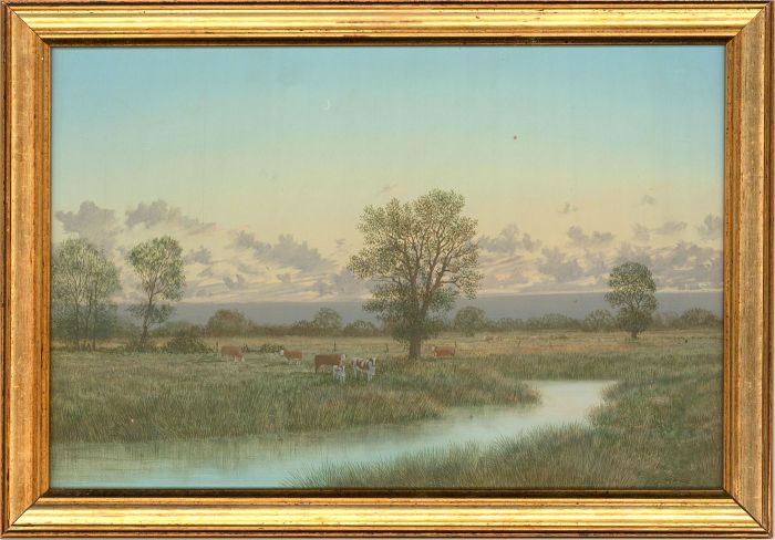 Nicholas Mace (b.1949) - 20th Century Oil, River Landscape with Cattle