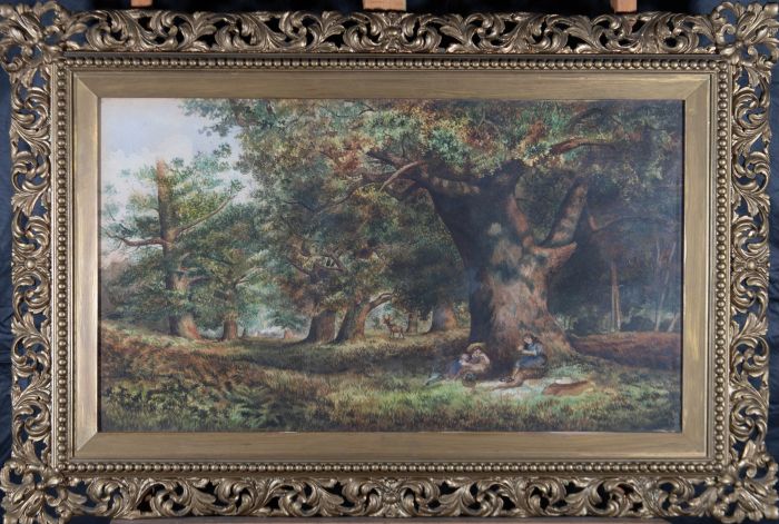 Early 20th Century Watercolour - Picnic in the Woods