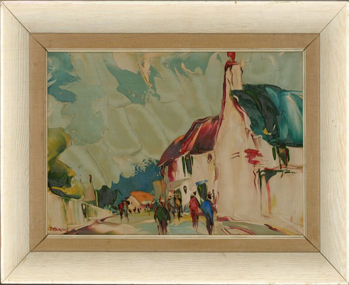 George R. Deakins (1911-1982) - 20th Century Oil, Street Scene with Figures